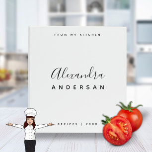 Classeur Livre de recettes personnalisé monogramme noir et