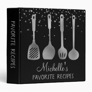 Classeur Livre de recettes personnalisées Argent Cook