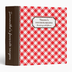 Classeur Livre de recettes personnalisées Red en vichy moti