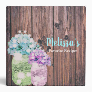 Classeur Livre de recettes Pot Mason Vintage avec Hydrangea