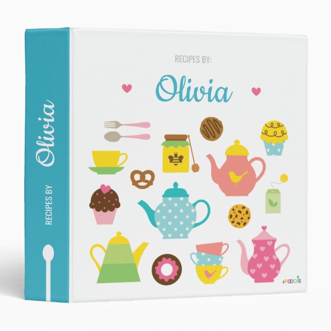 Classeur Livre de recettes pour enfants personnalisées (Devant/Côté)