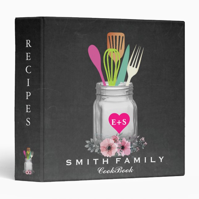 Classeur Livre de recettes pour la famille de maman personn (Devant/Côté)