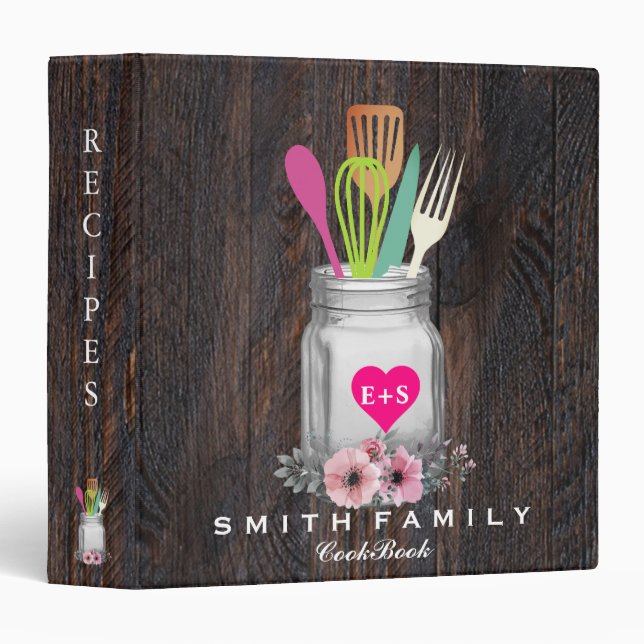 Classeur Livre de recettes pour la famille de maman personn (Devant/Côté)