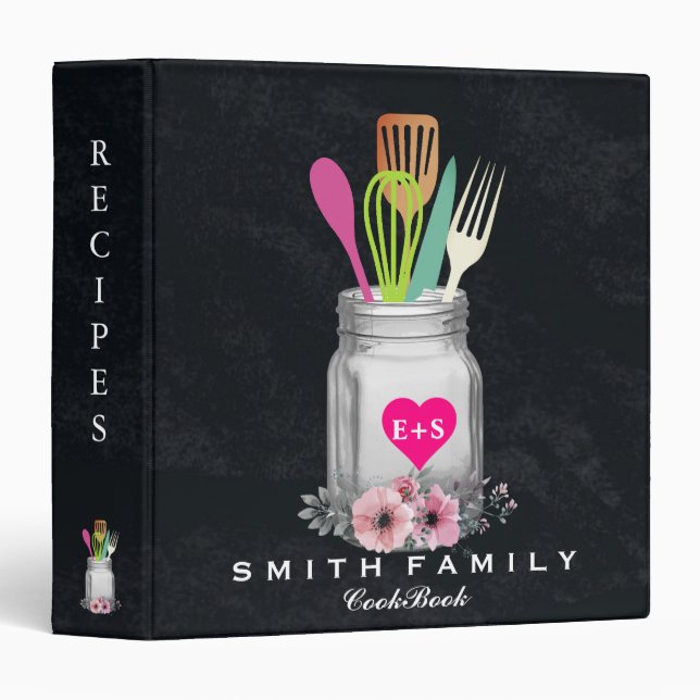 Classeur Livre de recettes pour la famille de maman personn (Devant/Côté)