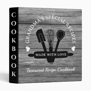 Classeur Livre de recettes spéciales de grand-mère en bois