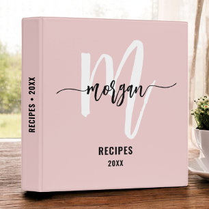 Classeur Livre de recettes stylish rose noir Monogramme