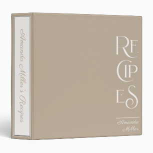 Classeur Livre de recettes unique Elegant Beige et Linen