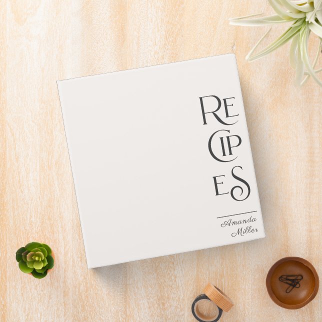 Classeur Livre de recettes unique Elegant Linen Blanc Ivory (In Situ)