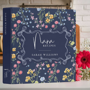 Classeur Livre de recettes unique Floral Blue de grand-mère
