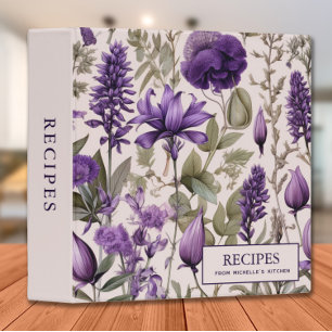 Classeur Livre de recettes vintage de lavande florale pourp