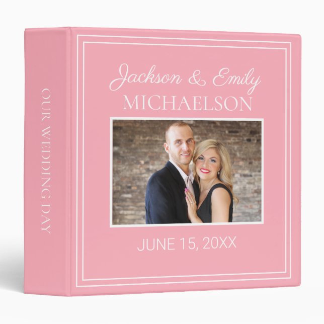 Classeur Livre de souvenir photo de mariage personnalisé ro (Devant/Côté)