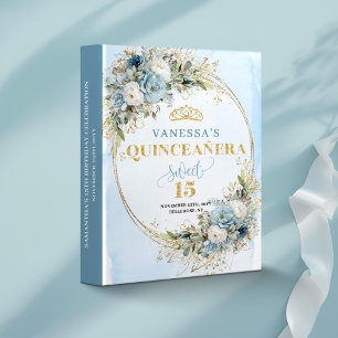 Classeur Livre de souvenirs Boho Dusty Blue Floral Gold Qui
