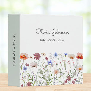 Classeur Livre de souvenirs de bébé aux fleurs sauvages col