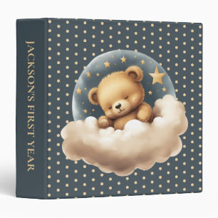 Classeur Livre de souvenirs de bébé Teddy Bear Navy Gold