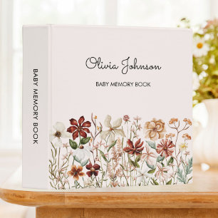 Classeur Livre de souvenirs personnalisé pour bébé aux fleu