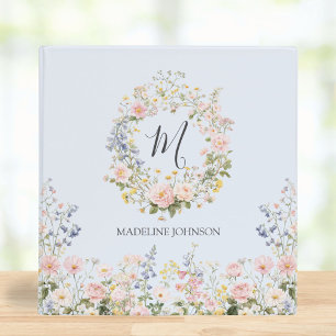 Classeur Livre de souvenirs pour bébé à fleurs bleues et ro