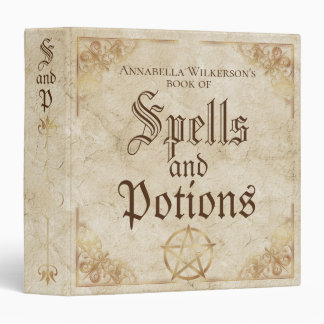 Classeur Livre d'épell vintage avec Pentagramme d'or 3 R
