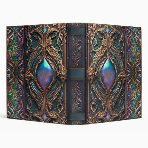 Classeur Livre des Ombres en cuir doré iridescent orné