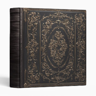 Classeur Livre des Ombres en cuir noir et or orné