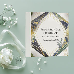 Classeur Livre d'hôtes Mariage moderne Geometry Small Flowe