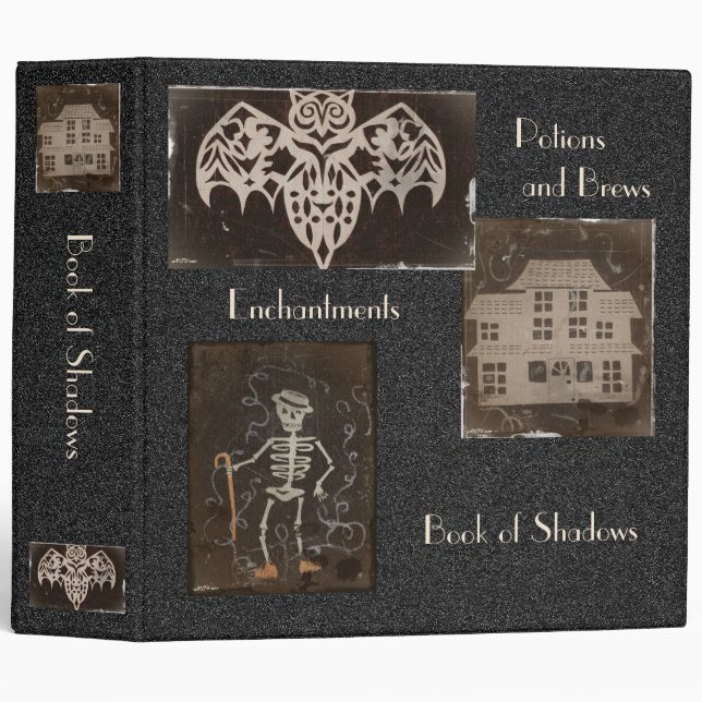 Classeur Livre d'Ombres BOS Éffrayant Antique Collage (Devant/Côté)