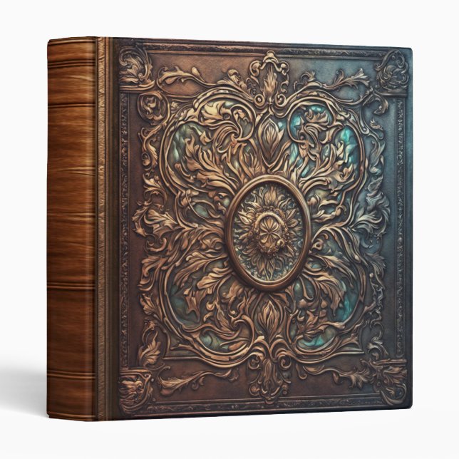 Classeur Livre d'ombres en cuir Brown doré (Devant/Côté)