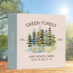Classeur Livre d'or de cabane à l'aquarelle de forêt verte