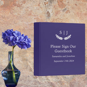Classeur Livre d'or élégant avec monogramme bleu Jewel