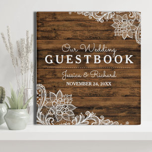 Classeur Livre d'or Rustic Barn Wood et Lace Mariage