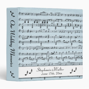 Classeur Livre Mariage de musique en feuille bleue