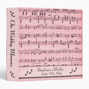 Classeur Livre Mariage de musique en feuille rose