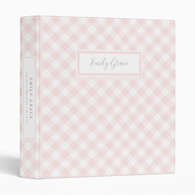Classeur Livre photo Sweet Pink En vichy bébé (Devant/Côté)