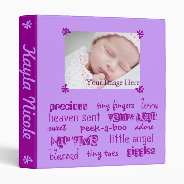 Classeur Livre pourpre de bébé de filles (Devant/Côté)