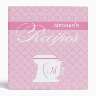 Classeur Livre rose de recette de monogramme