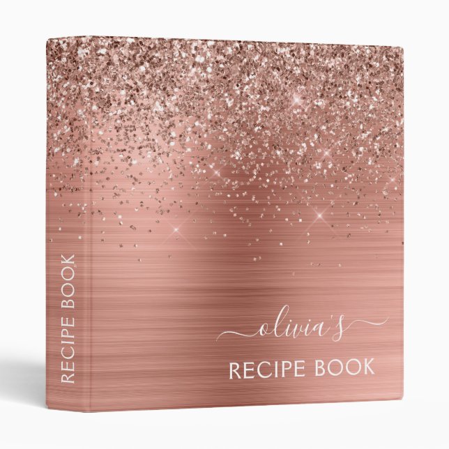 Classeur Livre Rose or - Blush Pink Parties scintillant Mon (Devant/Côté)