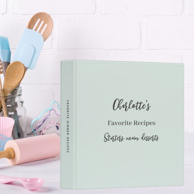 Classeur Livre vert de sauge monogramme de recette (Créateur téléchargé)