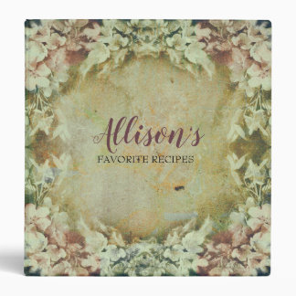 Classeur Livre Vintage floral personnalisé de recettes, liv
