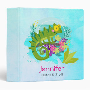 Classeur Lizard tropical aux fleurs sur bleu turquoise