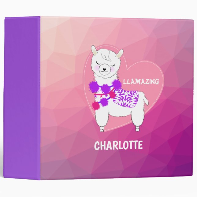 Classeur Llama Cute personnalisée (Devant/Côté)