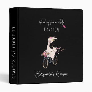 Classeur Llama Love Cookbook Minimal Black Recette