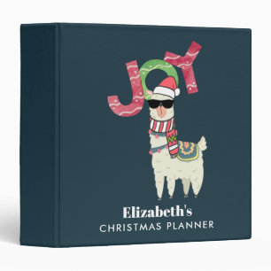 Classeur Llama portant un chapeau de Père Noël et lunettes 