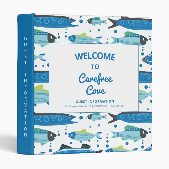 Classeur Location de vacances Informations clients Bleu (Devant/Côté)