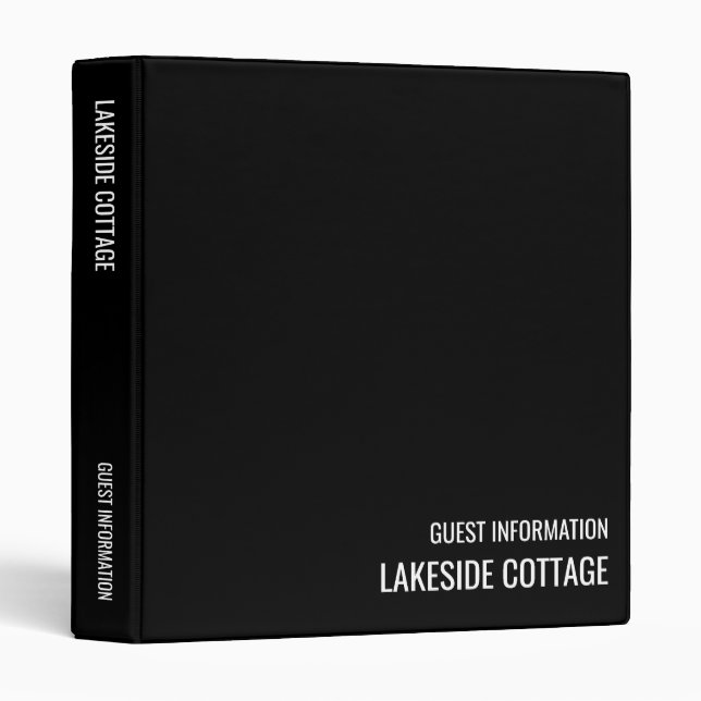 Classeur Location Vacances Noir Minimaliste Moderne Airbnb (Devant/Côté)
