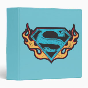 Classeur Logo bleu super fille avec flammes