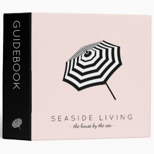 Classeur Logo Chic Parapluie Plage Rayé Rose