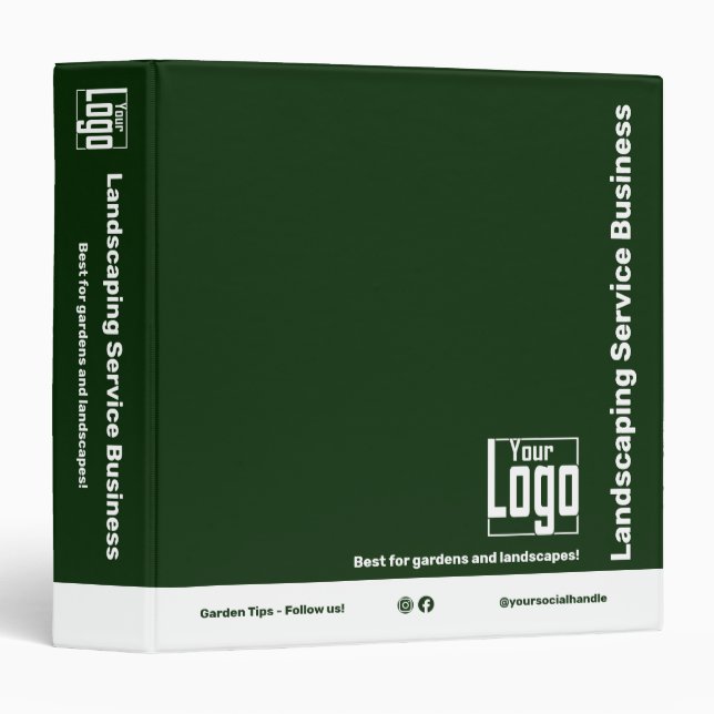 Classeur Logo Classique Devise Vert & Blanc (Devant/Côté)