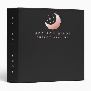 Classeur Logo Croissant de Lune et Étoiles Rose Gold Célest