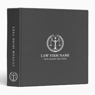 Classeur Logo de justice blanche stylisée, Texture en cuir