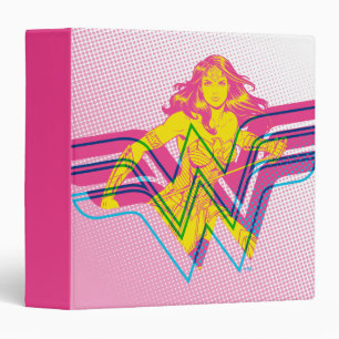 Classeur Logo de la comique rose jaune Wonder Woman