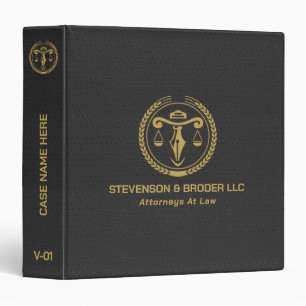 Classeur Logo de la firme de droit en cuir noir et or